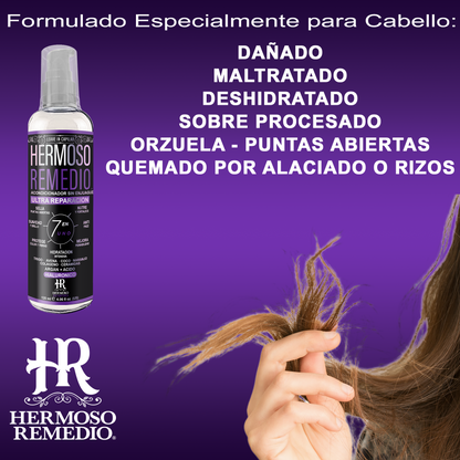 Kit Tratamiento Cabello Maltratado Anticaída Crecimiento Hidratación Anti Frizz especial para cabello altamente procesado o dañado - Shampoo + Leave In Acondicionador sin Enjuague