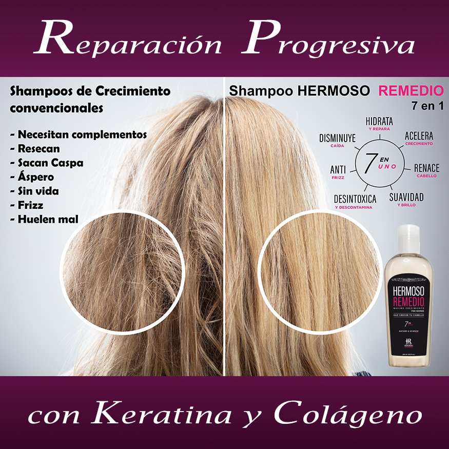Kit Tratamiento Cabello Maltratado Anticaída Crecimiento Hidratación Anti Frizz especial para cabello altamente procesado o dañado - Shampoo + Leave In Acondicionador sin Enjuague - Hermoso Remedio